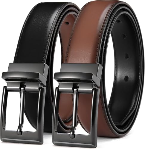 Image of DOOPAI Reversible Leather Belt for Men 1.25 inch - Dual Sided Dress and Casual Belt, Trim to Fit, 2 Styles in One Belt
