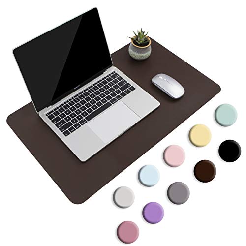 Non-Slip Desk Pad, Waterproof PVC Leather Desk Table Protector, Ultra Thin Large Mouse Pad, Easy Clean Laptop Desk Writing Mat for Office Work/Home/Decor(Dark Brown, 23.6" x 13.7")