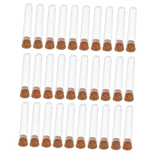 MUCKLILY Cork-stoppered Plastic Test Tubes 30/Pack for Science Labs Boys and Girls Learning