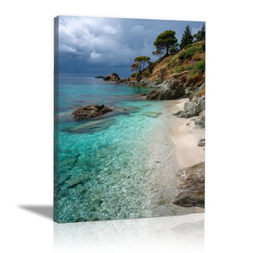 Tableau paysage marin bleu 60x80cm pour salon moderne