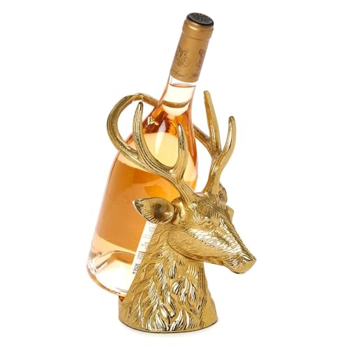Two's Company Gold Stag Bottle Holder, 9-Inch, Aluminum