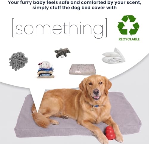 Image of Faux Fur Dog Bed Covers - Ultra Soft Rose Velvet, Removable & Washable, Cozy & Durable,Large Pet Bed Cover Only (No Filling) - Gray, (Sherpa Gray, 36 inch L x 24 inch W x 4 inch Th)