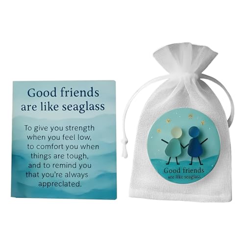 Decoración de recuerdo de la amistad – Bolsa de cristal de mar con tarjeta | Arte de recuerdo para niñas, adolescentes, adultos, parejas, familia, regalo para adolescentes