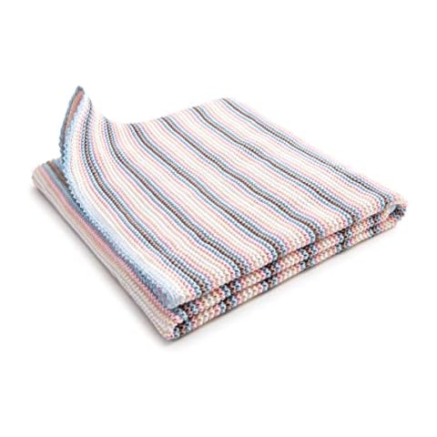 Sonnenstrick Erstlingsdecke/Babydecke/Kuscheldecke/Strickdecke aus 100% Bio Baumwolle kba made in Germany 80 x 80 cm gestreift rosa Cover