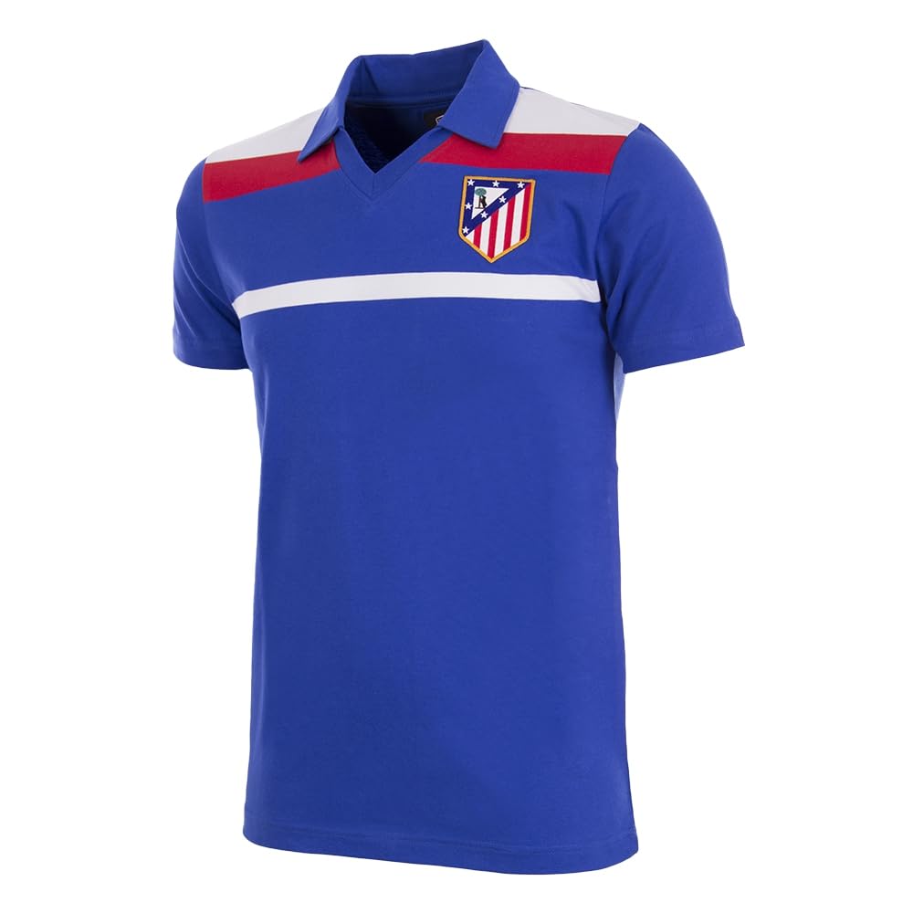 Copa - Camiseta de Fútbol - Hombre - Atletico de Madrid 1986 Tercera - Retro - Manga Corta - Azul - 100% algodón