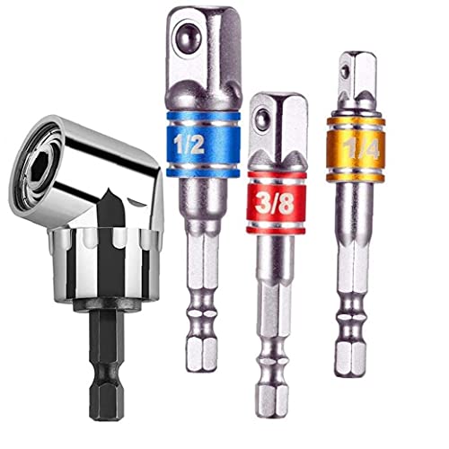 Atornillador de impacto Juego de dados adaptador de 1/4" Bit de energía Drill Bits Zócalo Extensión sistema de la extensión de ángulo recto del taladro Anexo 3 piezas Cover