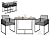 HAPPYGRILL 3 Pieces Outdoor Patio Dining Set, PE Rattan Furniture Set with Cushions, Tempered Glass Tabletop, Space-Saving Rattan Dining Chair Table Set for Backyard Poolside Balcony