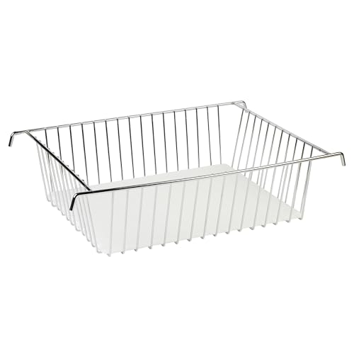 Image of Hettich Stainless Steel Fruit & Vegetable Drainer Basket | Chrome Plated with Plexiglass Bottom & Plastic Legs | 7 Kg Capacity | 5 Years Warranty | 929130300 | Size 340x500x130 mm