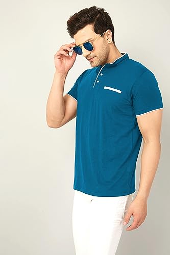 Image of AUSK Men's Cotton Henley Neck Half Sleeve Solid Regular Fit T-Shirt