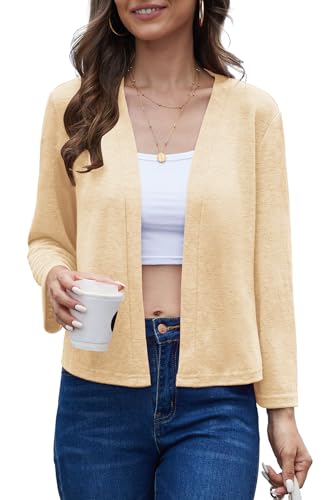 Image of Womens Shrugs Open Front Cropped Cardigan Bolero Shrugs for Dresses Summer Lightweight Cardigan Knit Sweater