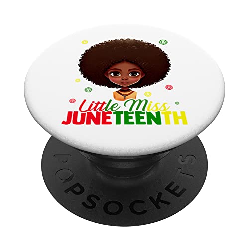 Celebrate Juneteenth with this Little Miss Juneteenth Girls PopSockets Swappable PopGrip, Black