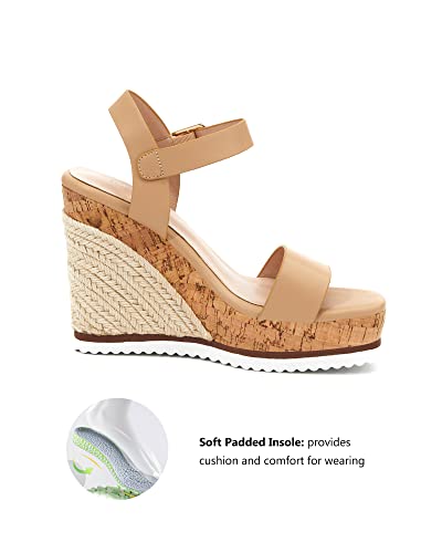 Image of Coutgo Women's Espadrille Wedge Platform Sandals Open Toe Ankle Buckle Strap Casual Summer Shoes