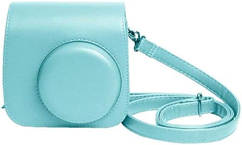 Purple Crane Vintage PU Leather Compact Camera Case with Shoulder Strap and Pocket (Ice Blue)
