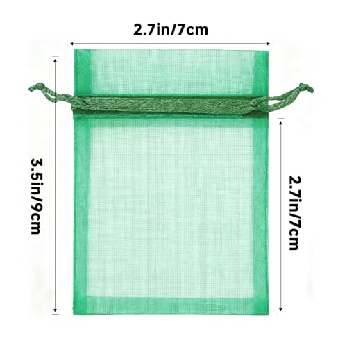 Image of joycraft 50Pcs Organza Bags, 2.7 inchx3.5 inch Sheer Drawstring Gift Bags, Organza Jewelry Pouches, Party Favor Bags, Green Organza Gift Bags, Packaging Bags for Jewelry, Makeup, Candy, Festival