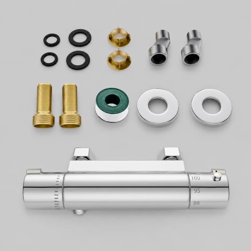 Image of FUGO RV Thermostatic Shower Faucet,RV Bathroom Shower Faucet, 4 Inch RV Shower Faucet Valve, Soild Brass, Chrome