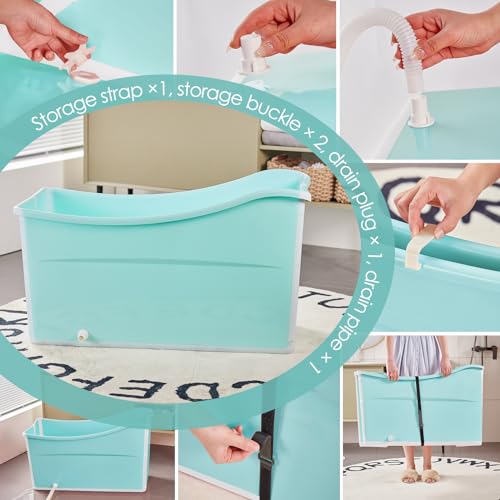 Large Foldable Bathtub for Toddler Collapsible Baby Bathtub Portable Bath tub Lightweight for Children Twins Petite Adult