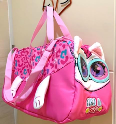 Image of 3D Design Duffle Bag for Kids & Adult| Large Compartment Foldable Luggage with Shoulder Strap | Lightweight Travel & Short Trips Storage Organizer for Women (Cat)