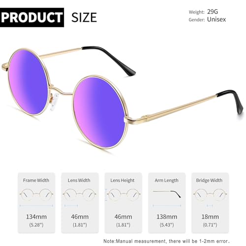 Joopin Hippie Round Sunglasses for Women Men Circle Sun Glasses UV400 Protection - Image 6