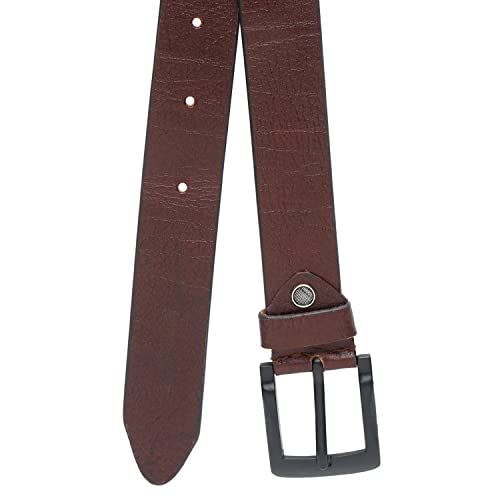 Image of MUTAQINOTI Men's Brown Genuine Leather Belt 1.5 inch (40mm) Handcrafted Casual Style Waist Strap with Matt Finish Buckle Belt for Men Gents Boys (CAOSSH GE)