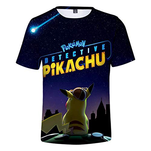 CIZEU Pikachu T-Shirt Bébé Enfant 3D Impression à Manches Courtes Film Détective Pikachu Costume ?Vue arrière 150