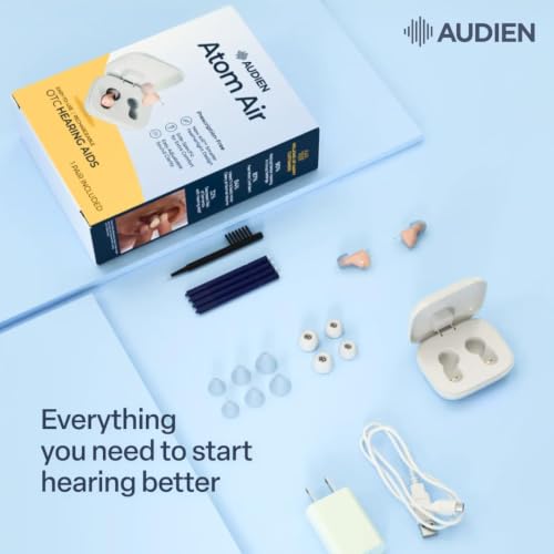 Image of Audien Atom Air Rechargeable OTC Hearing Aids + Wax Guard Kit Bundle