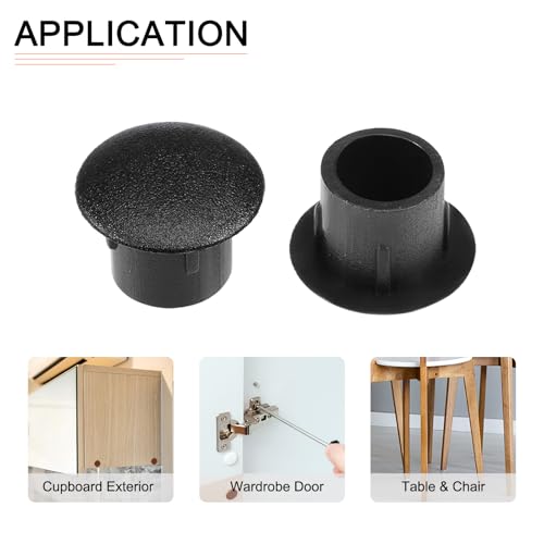 Image of DTGN 8mm x 11mm x 8mm(Dia. x Cap Dia. x H) Screw Hole Plugs - 30Pack - Good for Furniture Cupboard Wardrobe - Plastic Fastener Hole Caps - Black