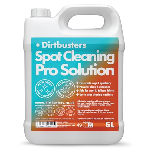 Dirtbusters Spot Cleaning Solution Carpet Cleaner Shampoo (5L) Deep Cleaning Treatment To Clean Neutralise Odours & Remove Stains Safe For Wool And Delicate Fabrics