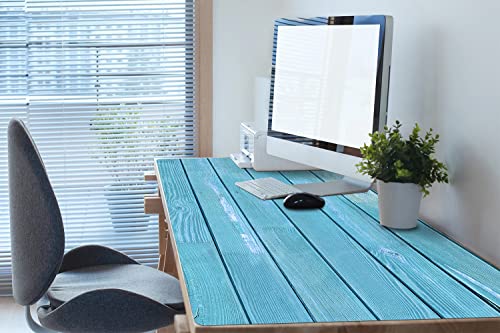 Sous-main en vinyle 120x60cm décor de planches bleues de qualité - 3