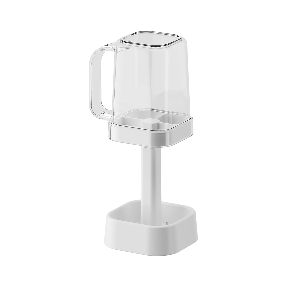 PP Material Bathroom Toothbrush Holder Toothpaste Holder Stand with PS Material Mouthwash Cup Bathroom Accessories Organizer (White)