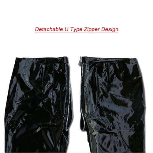 Men's Shiny PVC Leather Leggings Zipper Crotch Long Pants Motorcycle Skinny Trousers3