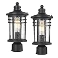 Darkaway Outdoor Post Lights Lamp Posts Outdoor Lighting, Waterproof Aluminum Post Lights Outdoor Light Fixtures with Glass, Light Posts for Outside Patio Yard (2 Pack, Black)