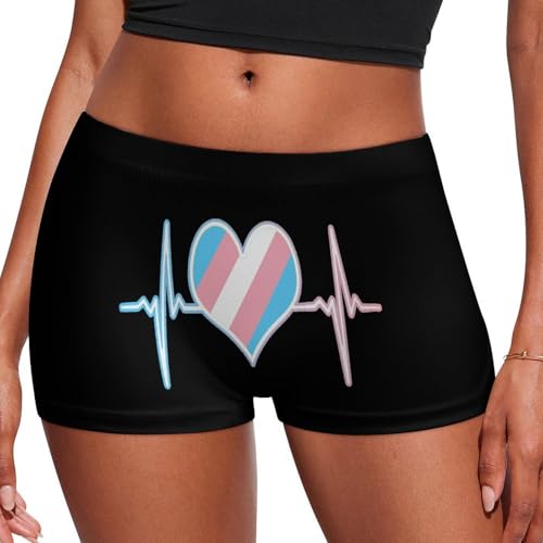 Transgender Flag Heart Beat Fashion Women's Boxer Briefs Breathable Underpants Trunks Stretch Underwear