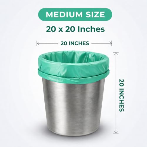 Image of Garbage Bags /Dustbin Bags - 120 Micron Heavy - Duty Trash Bags (20 x 20 Inches) - Medium Leak -Proof Bin Liners for Kitchen, Office & Industrial Use - 500g Pack (Green, Pack of 6) - 72 Bags