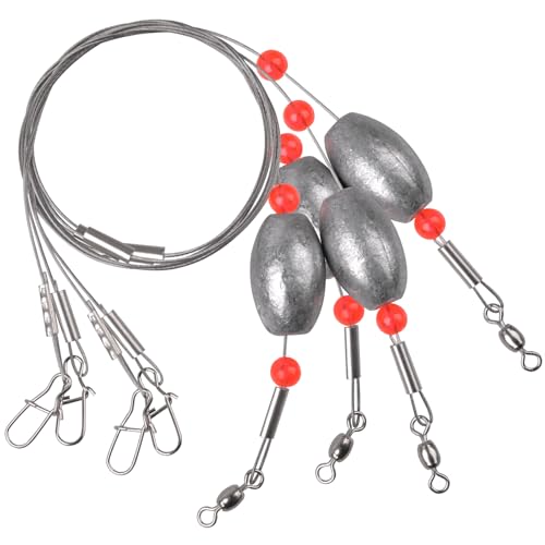 Fishing Grouper Rigs Saltwater Bottom Surf Fishing Carolina Rig, Stainless Steel Leaders with Egg...