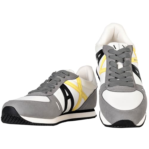 Armani Exchange Men's Retro Rio Trainer Sneakers, Neutral Grey/Off White, 10.5