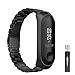 METEQI Correa Compatibles con Xiaomi Mi Band 3/4, Acero Inoxidable de Repuesto Metal Correa (Negro)
