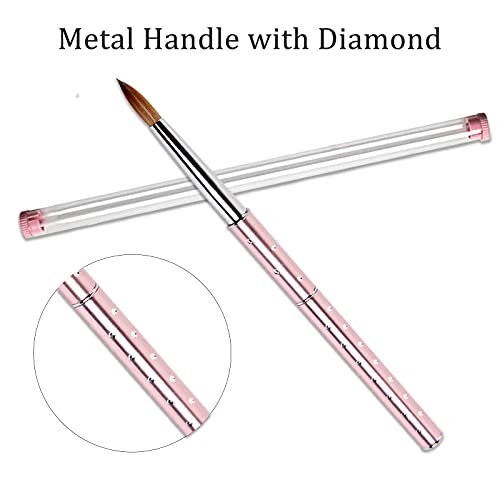 1 Stück Acryl Nail art Pinsel Rosa Metallgriff mit Diamant Professionelle Kolinsky Sable Haar Nagel Werkzeug # 8 – Bild 4