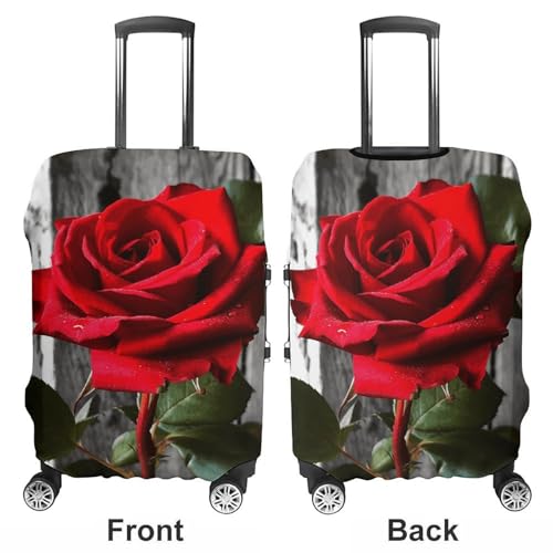 Blooming Red Rose Printed Luggage Cover Protector, Fits 18-32 Inch Luggage3
