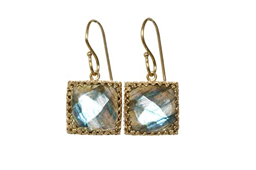 Boucles d'oreilles labradorite fait main en pierres naturelles uniques avec boîte