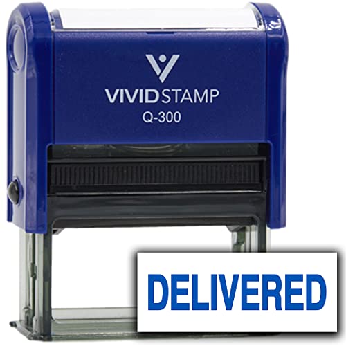 Vivid Stamp Delivered Self Inking Rubber Stamp (Blue Ink) - Q-300