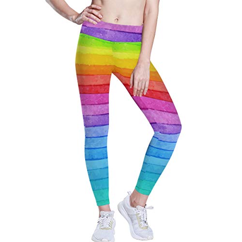 Linomo Yoga-Hose für Frauen mit Hoher Taille, Bunt Regenbogen Trainieren Laufen Hose Yoga Leggings für Frauen Cover