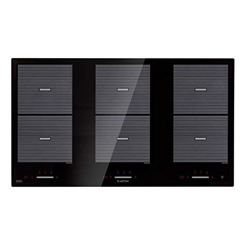Klarstein Virtuosa Flex 90 Placa de inducción - 6 zonas de cocción, 10800W, Vitrocerámica, Encastrable, ThermoBoost, Flexzone, Temporizador, Control parental, Negro