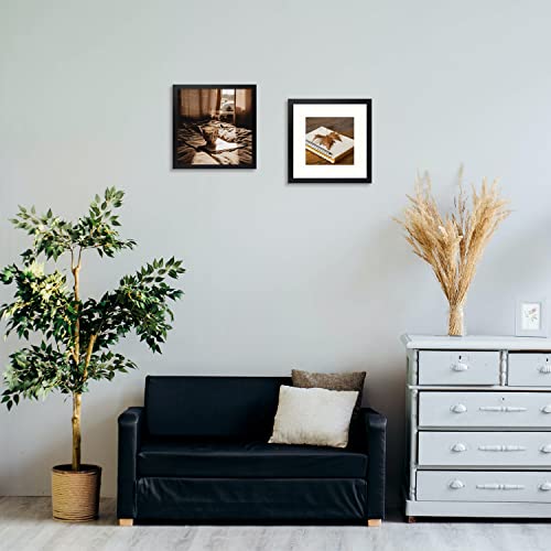 Golden State Art, 12X12 Picture Frame For 8X8 Display Photos With Ivory Mat Swivel Tabs, Glass Wide Molding, Collage Square Frames Wall Display (Black, 9-Pack) #TOP2
