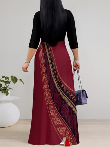 Image of Women's 3 /4 Sleeve Maxi Dress with Pockets