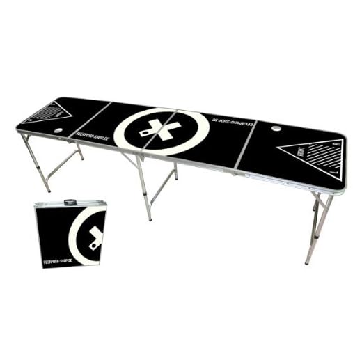 Beer Pong Bord – Audio Table Design – Beer Pong Table inkl. bollhållare, 6 bollar och 2 gratis ölpongställ