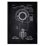 Fabriqué en Espagne Nacnic Poster avec cadre avec brevet de système de distribution électrique. Affiche avec motif brevet ancien de taille A3 et sur fond noir Avec encadrement