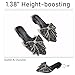 LVOMU Women's Bow Rhinestone Glitter Low Heels Mules Fashion Closed Pointed Toe Backless Slip on Comfortable Block Heel Pumps Sandals for Party Prom Date Wedding Dressy Slides (Black,7)