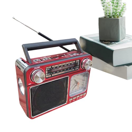 Bexdug Radio de Emergencia - Radio Am FM Portátil con Altavoz y MP3 USB - Reproductor MP3 USB con Luz, Luz de Lectura con Display de Tiempo para Acampar y Hogar