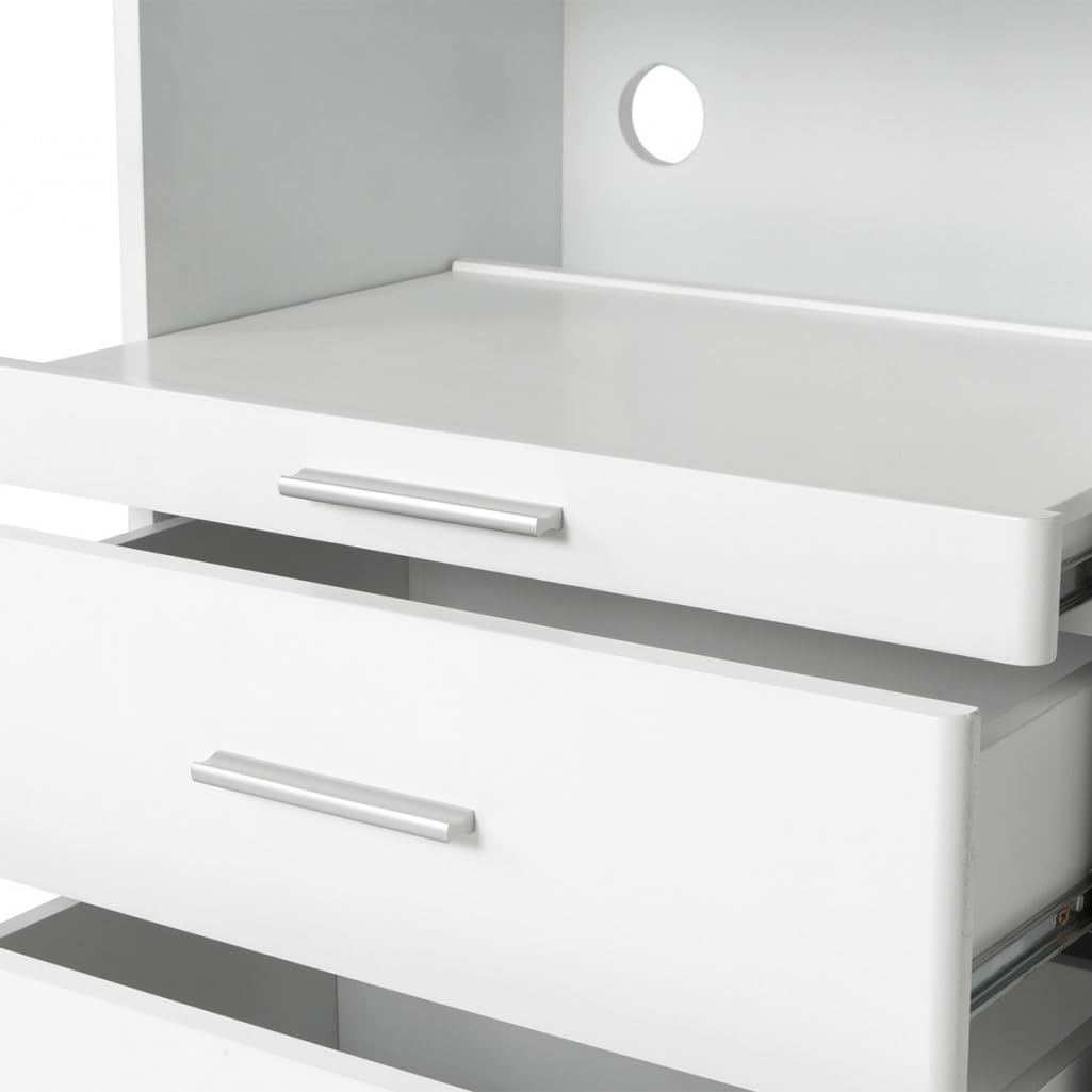 Beistellwagen 19 D SF – Stilvoller Arbeitswagen mit 3 Schubladen & zusätzlichem Stauraum, ausziehbare Ablage, mobil mit Rollen, ideal für Kosmetikstudios & Salons, Zeitloses Design