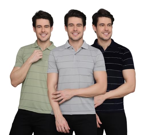 Image of INKKR Striped Polo Neck T-Shirt Dora Combo
